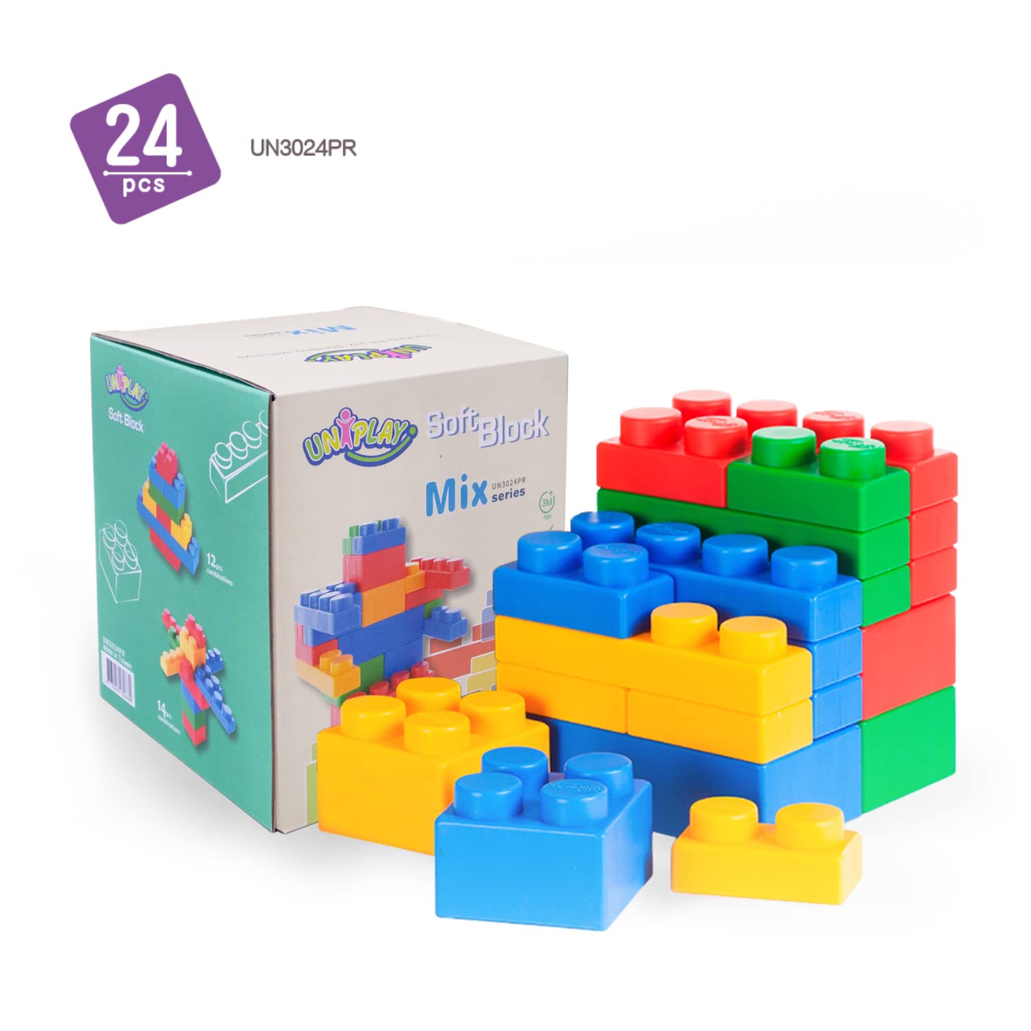 UNiPLAY Mix Soft Stacking Blocks 24-Piece