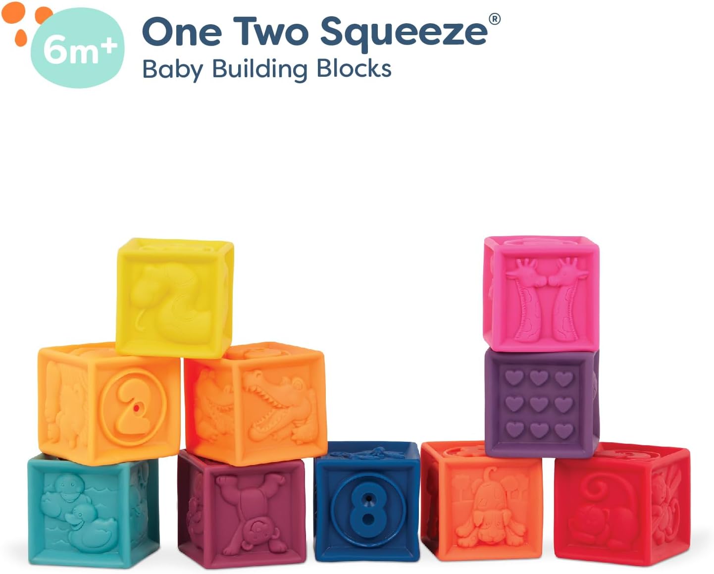 B toys Baby Blocks 10 Educational Stacking Toys for 6 Months