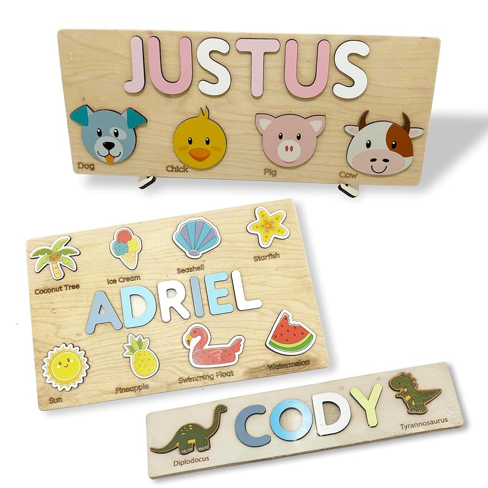 Customized Name Puzzle for Toddlers - Busy Board with Fixed I J Letters