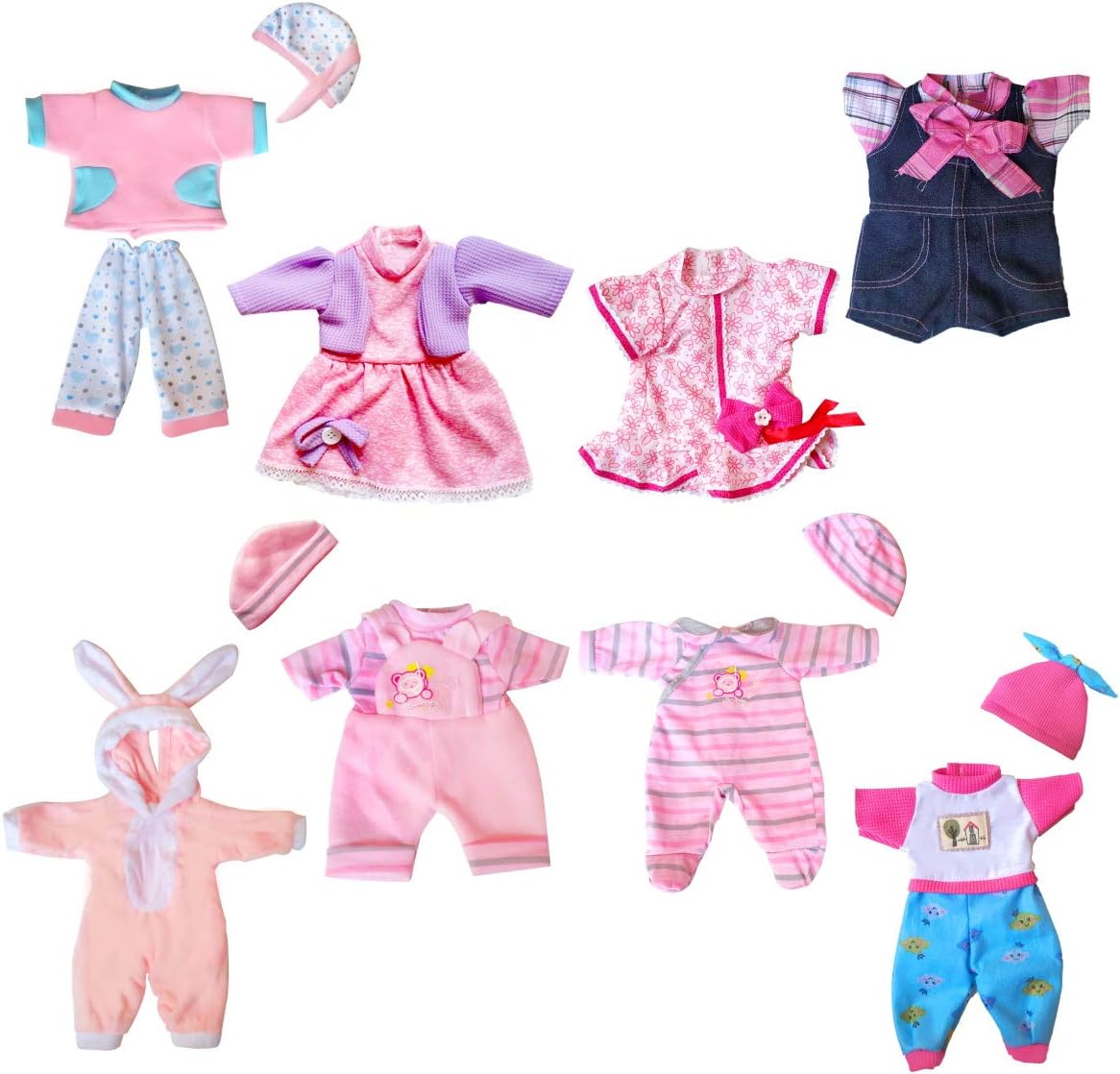WONDOLL 8-Sets Baby Doll Clothes for 12 Inch Dolls