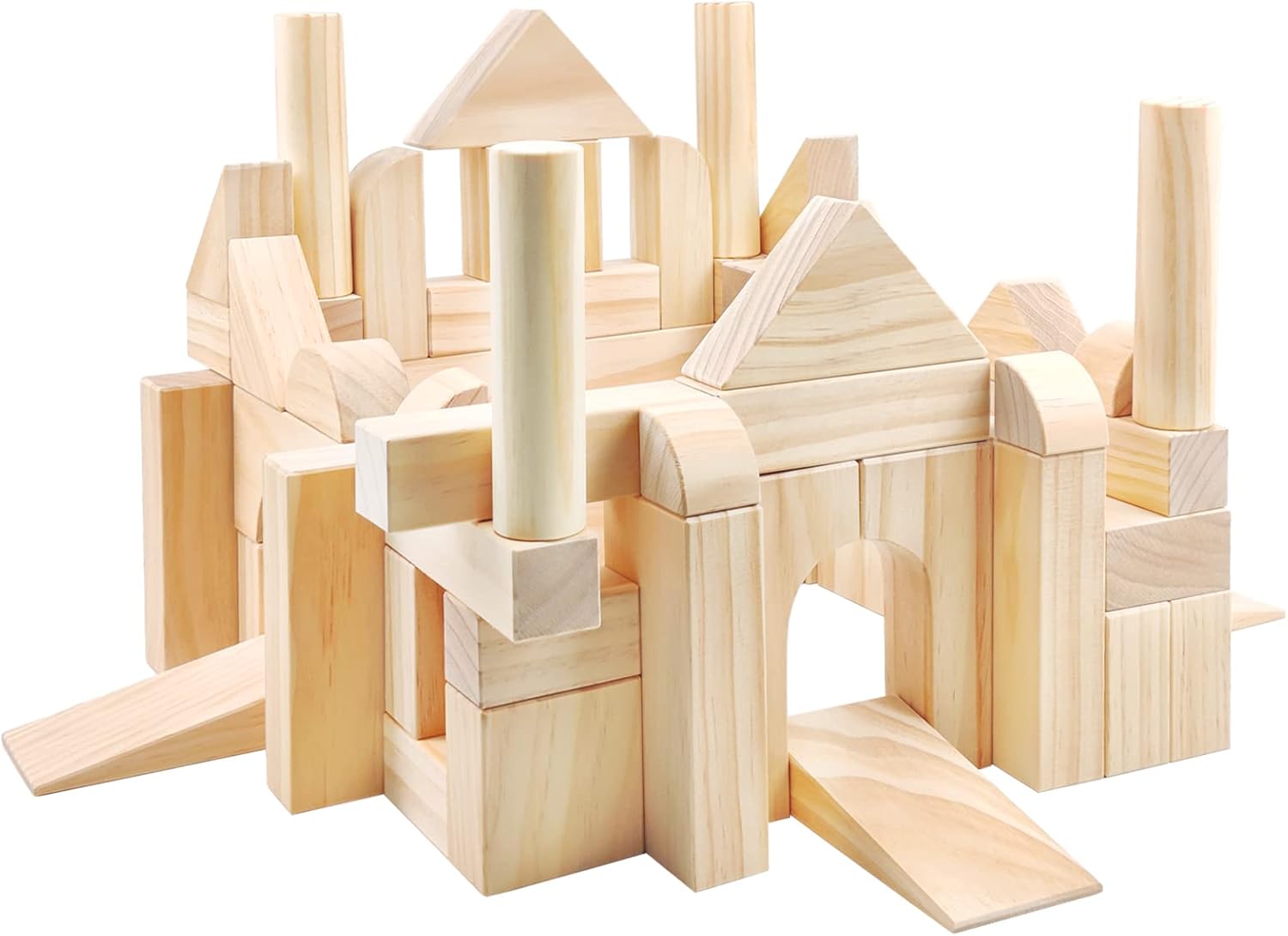 Onshine Large Wooden Blocks for Toddlers 1-3 64 Pieces