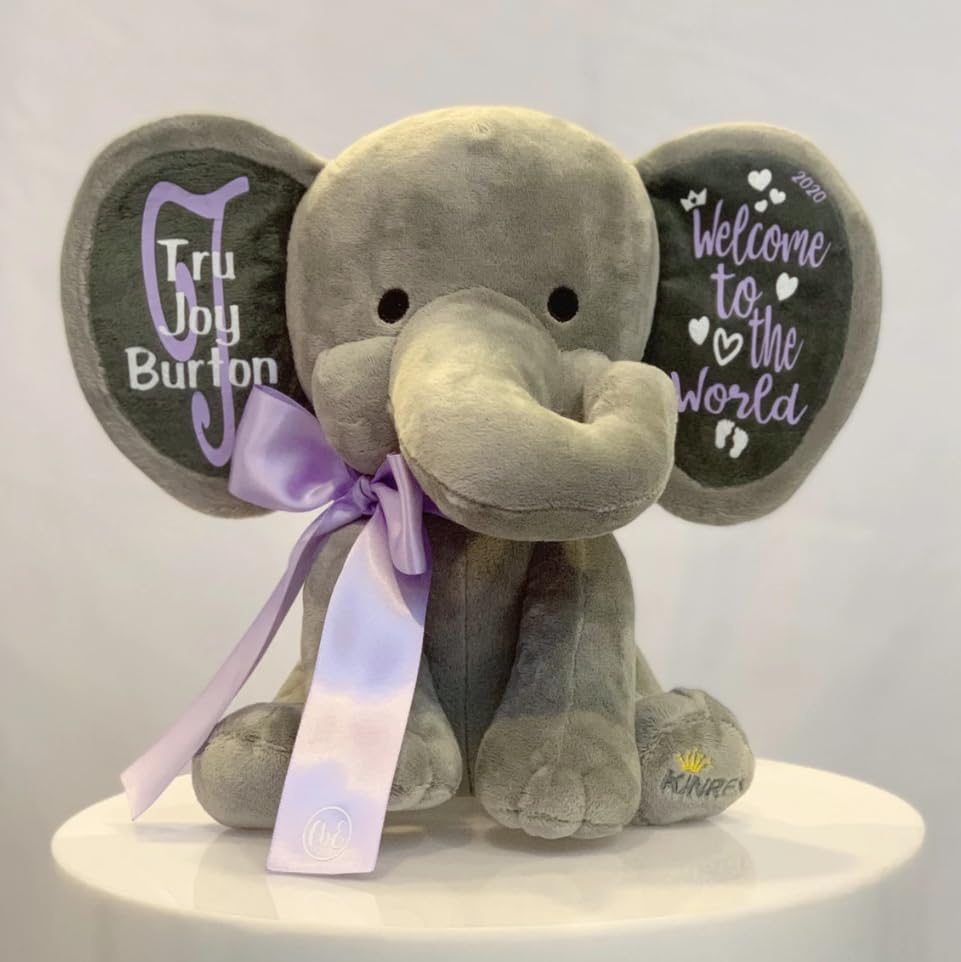 Personalized Stuffed Elephant Plush - 9 Inches Baby Keepsake