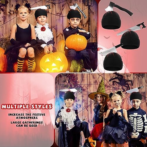 Suhine 3 Pcs Halloween Zombie Knife Hat with Blood