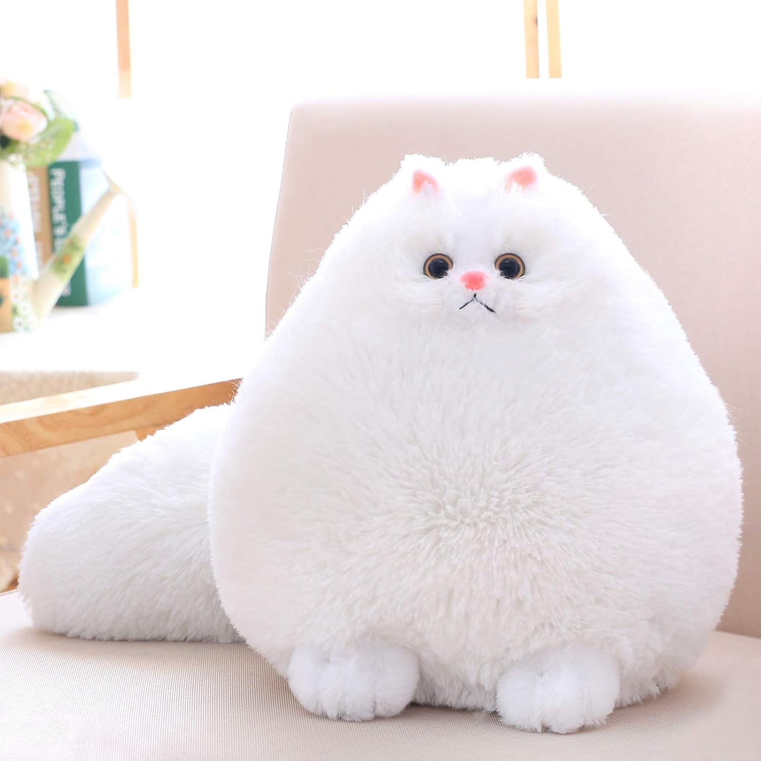 Winsterch White Plush Cat Stuffed Animal 10 Inches