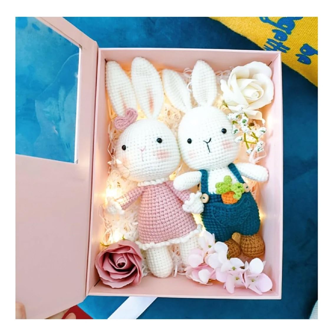 Handmade Knitted Amigurumi Bunny Toy Blue 25cm