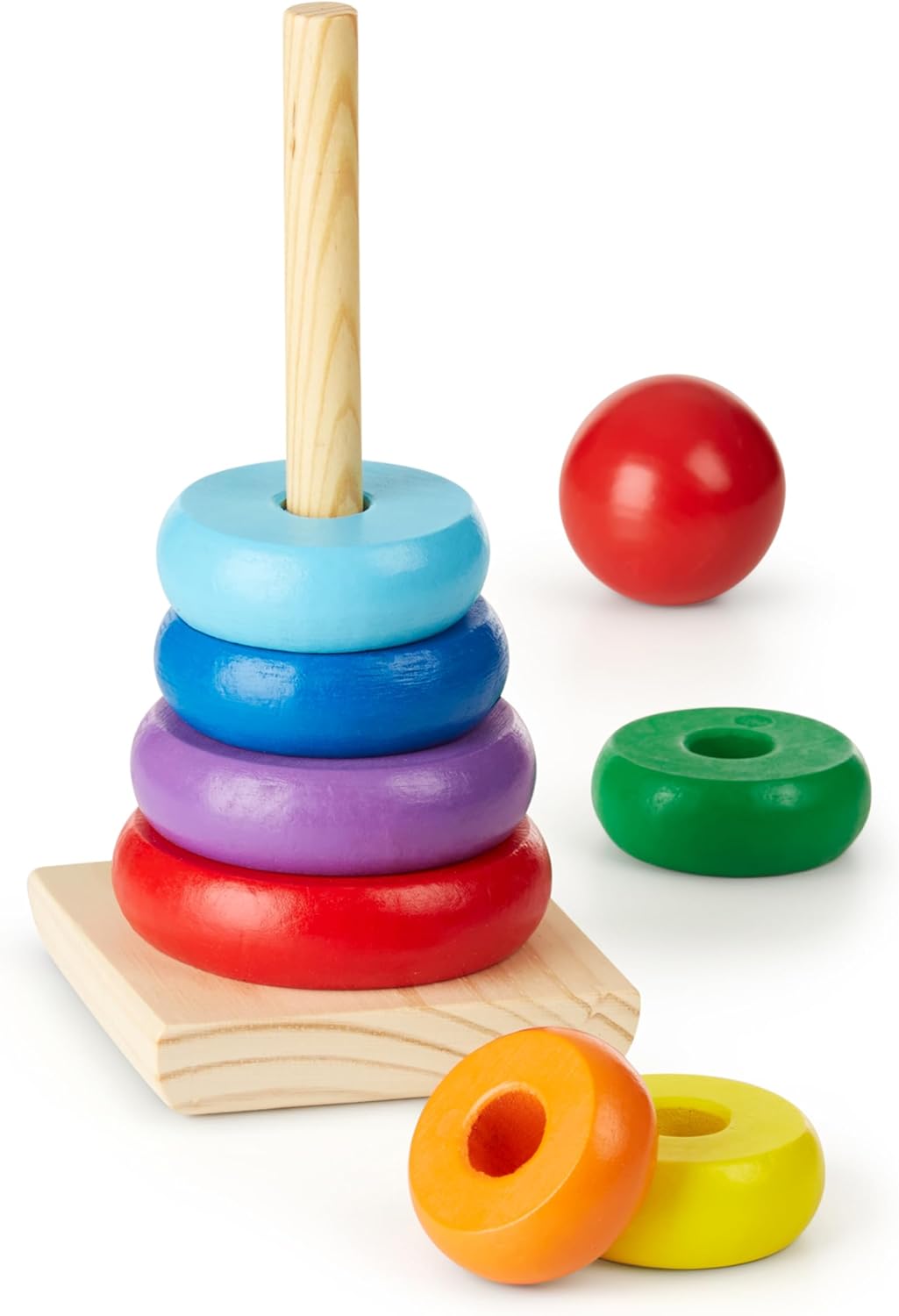 Melissa Doug Rainbow Stacker Wooden Rings Toy