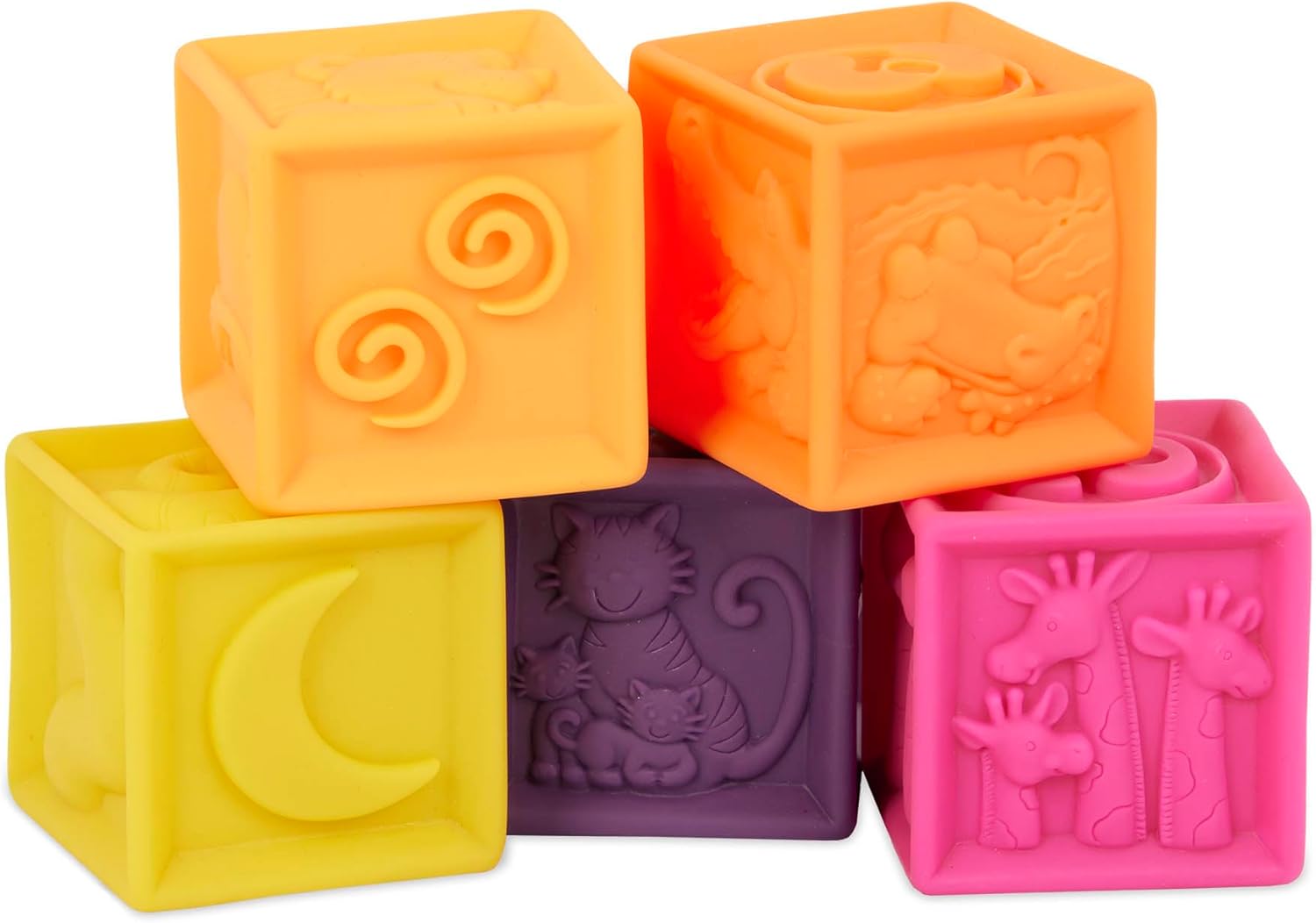 B toys Baby Blocks 10 Educational Stacking Toys for 6 Months