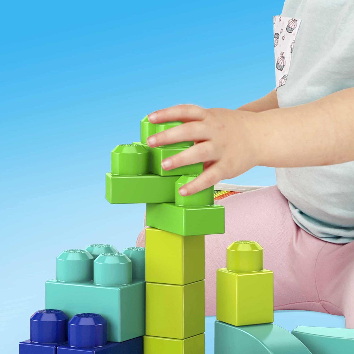 Fisher-Price Toddler Blocks Set with 60 Plant-Based Pieces Blue Ages 1