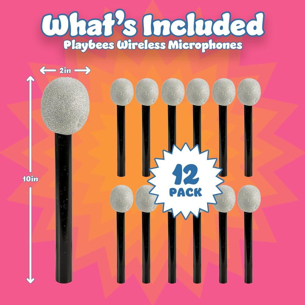 Playbees 12-Piece Glittered Fake Microphone for Kids