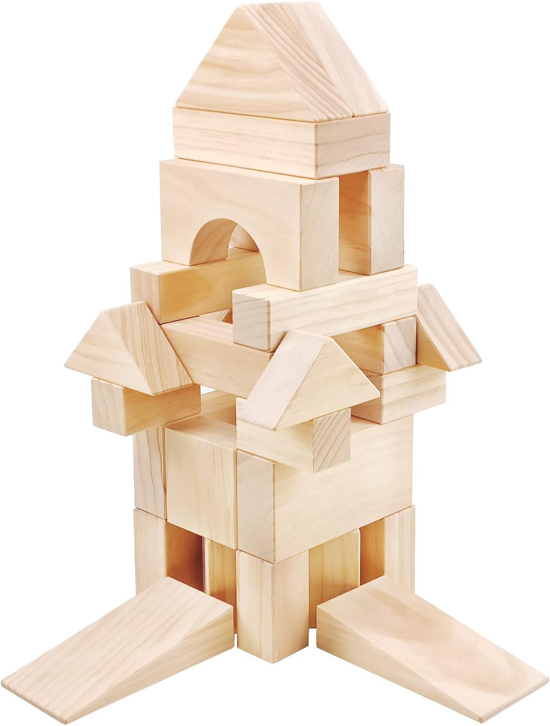 Onshine Large Wooden Blocks for Toddlers 1-3 64 Pieces