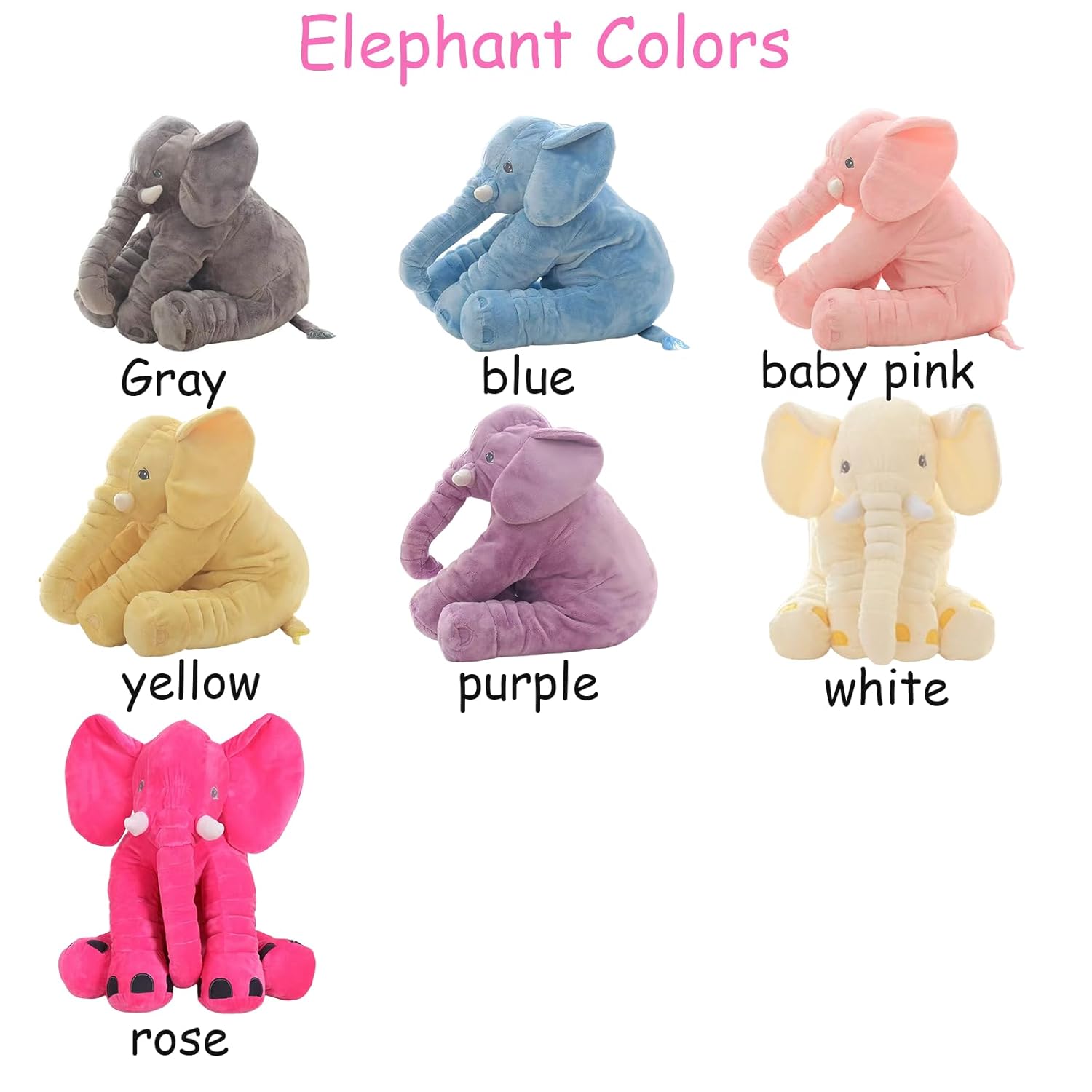 Personalized Plush Elephant Pillow with Name Embroidered