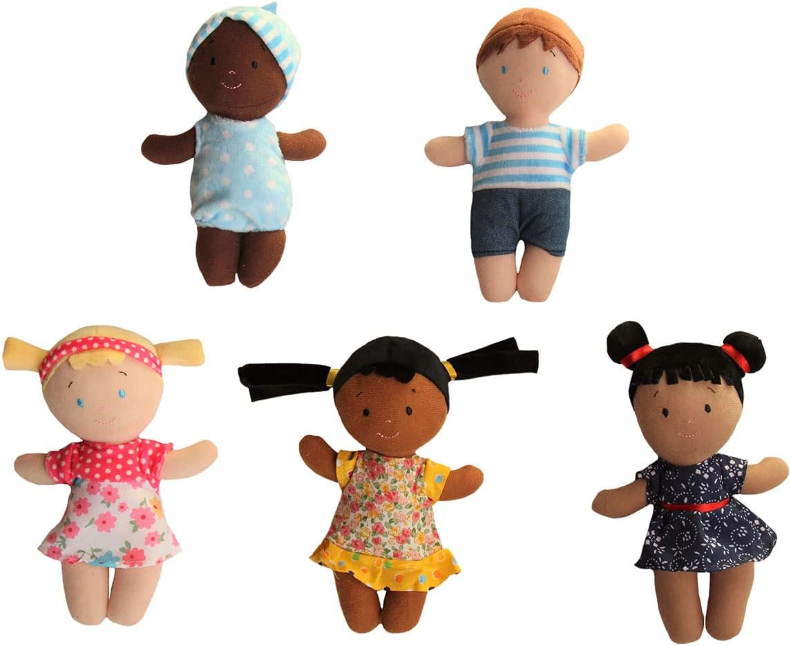 Snuggle Stuffs Basket of Buddies Plush Diversity Dolls Set of 5-8