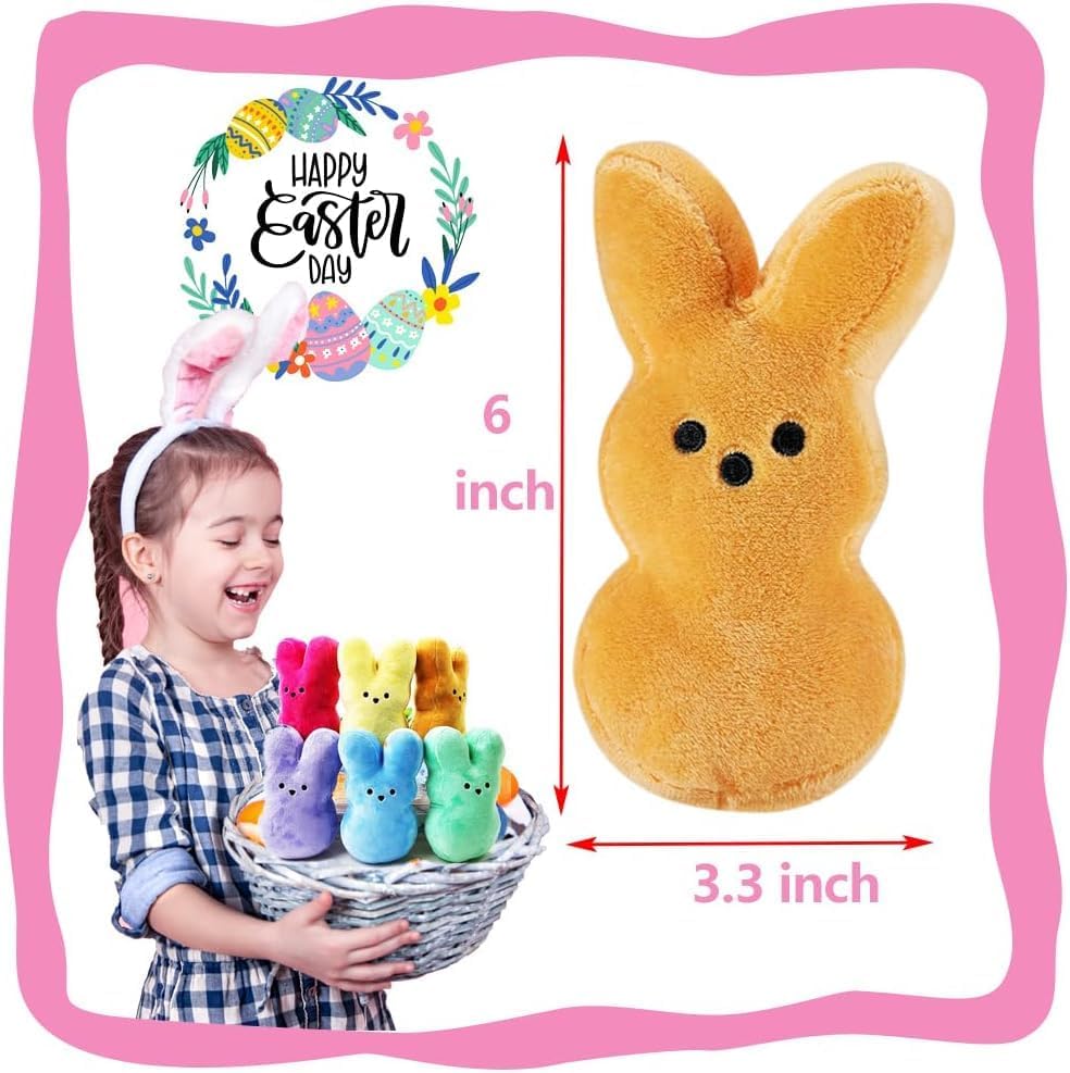 6 Inch Easter Bunny Plush Toy 6Pcs Set