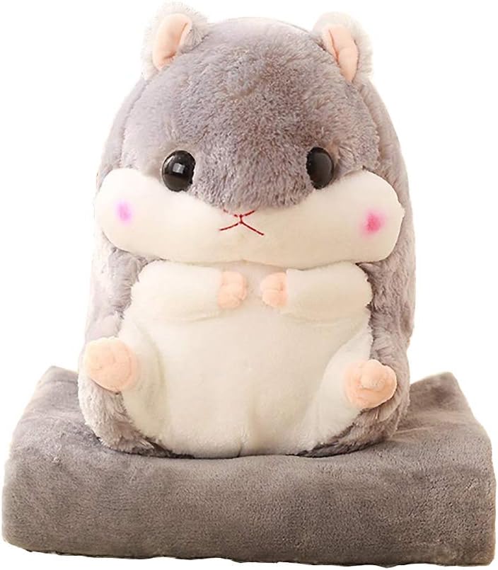 YunNasi Plush Hamster Pillow with Blanket 197 Inches Grey