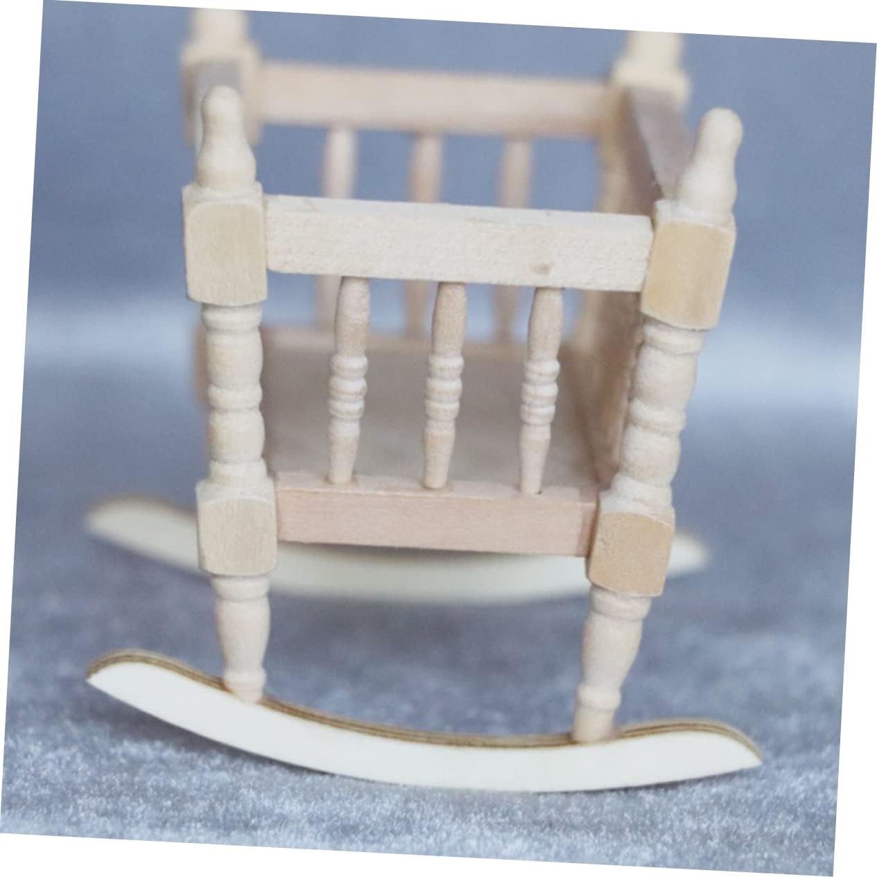 Wakauto 112 Scale Wooden Baby Cradle Miniature Decor