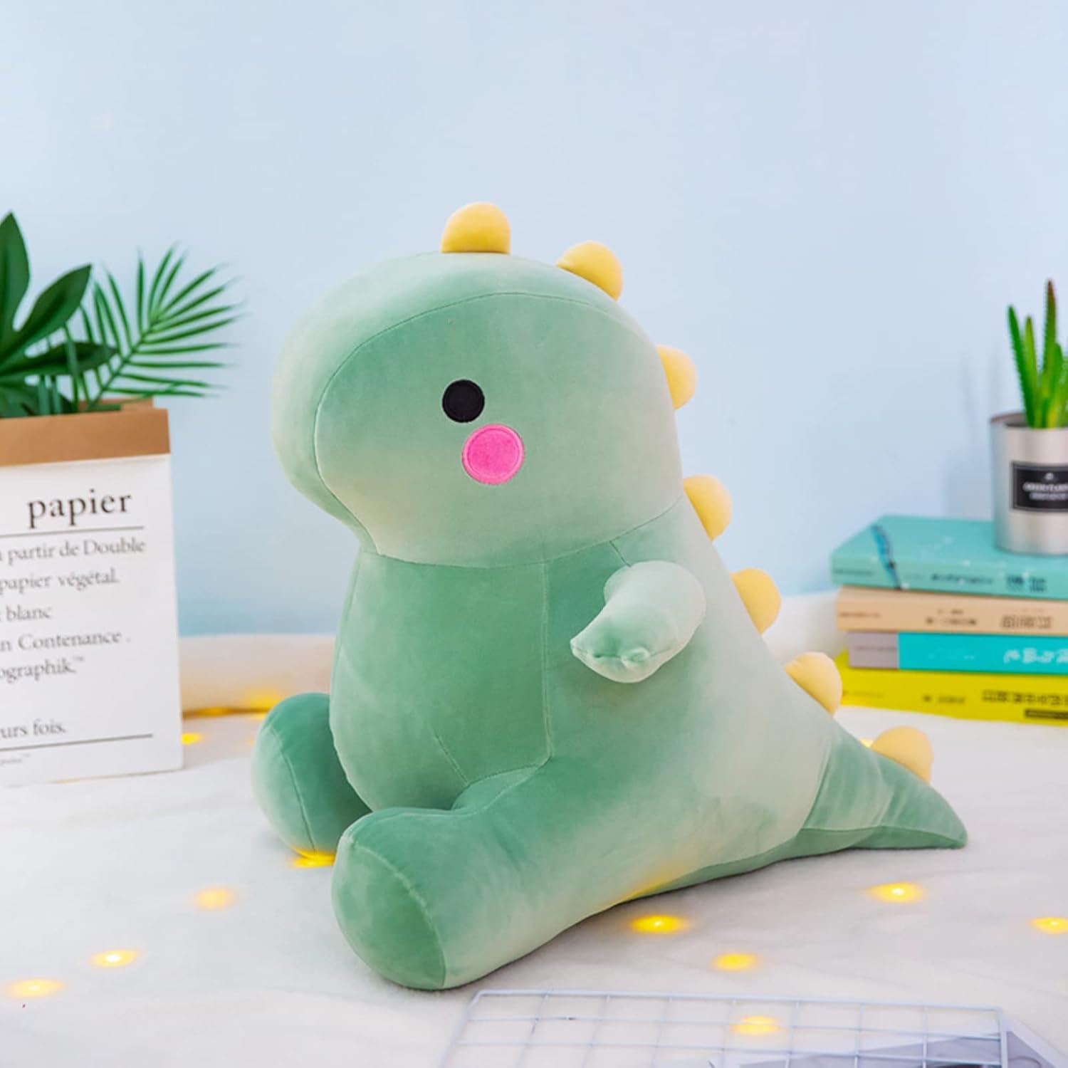 DUANMUL Cute Fat Dinosaur Plush Toy Green 8in