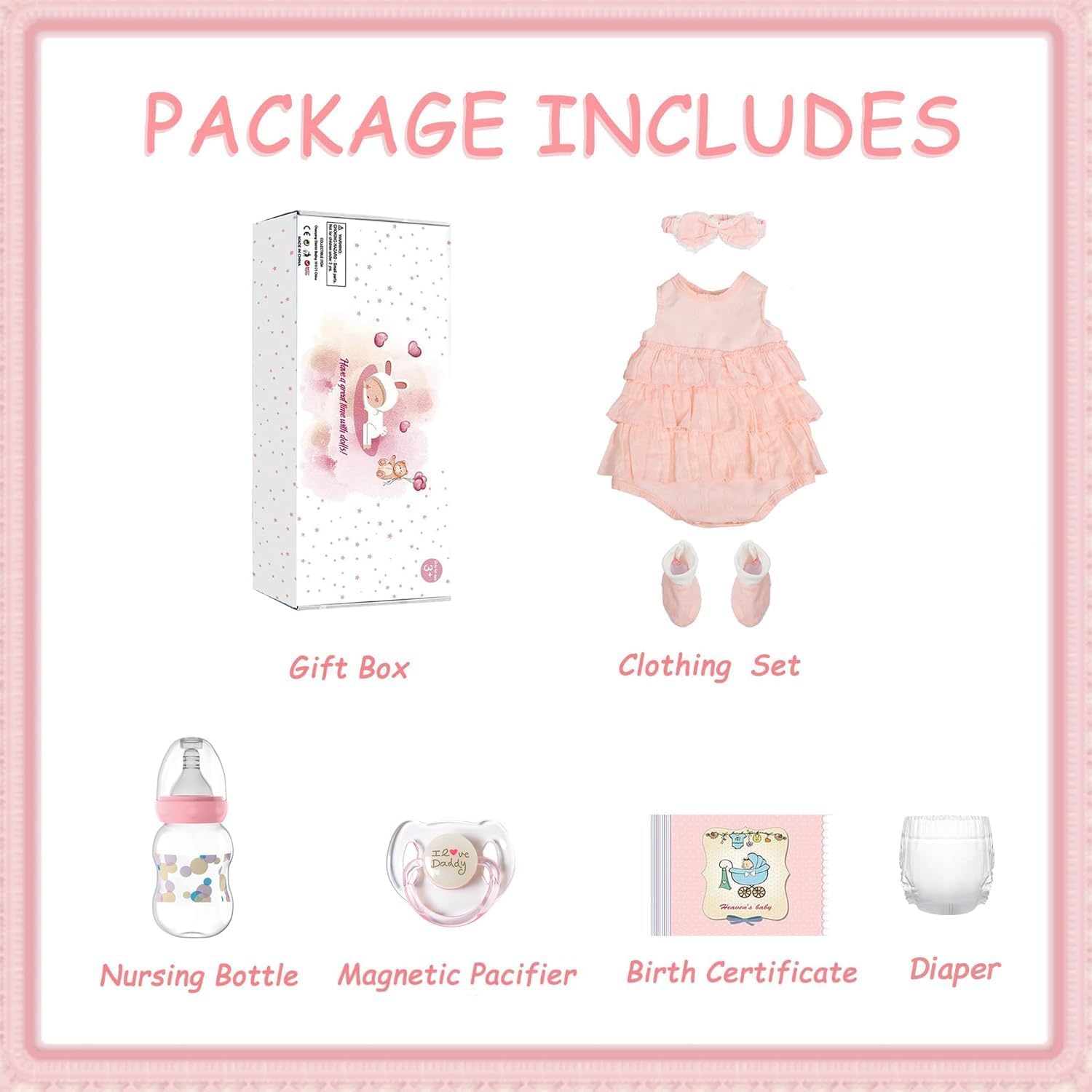 WOOROY 20 Inch Realistic Newborn Girl Baby Doll