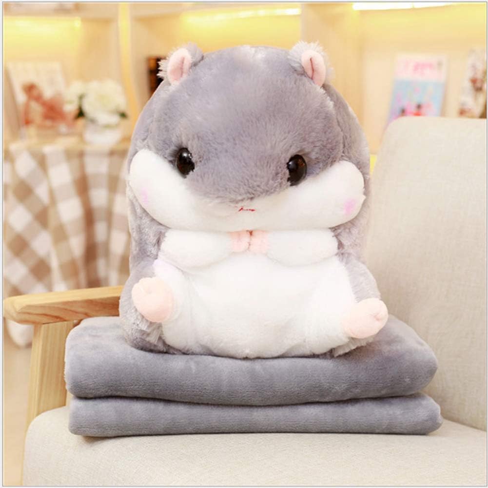 YunNasi Plush Hamster Pillow with Blanket 197 Inches Grey