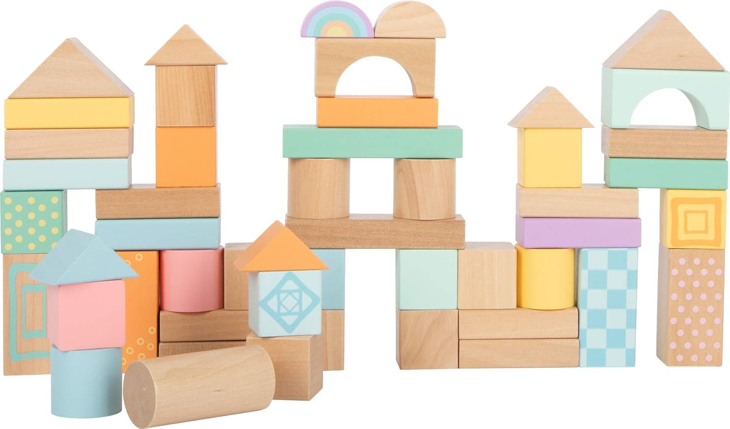 Small Foot 50 Pastel Wooden Building Blocks Playset