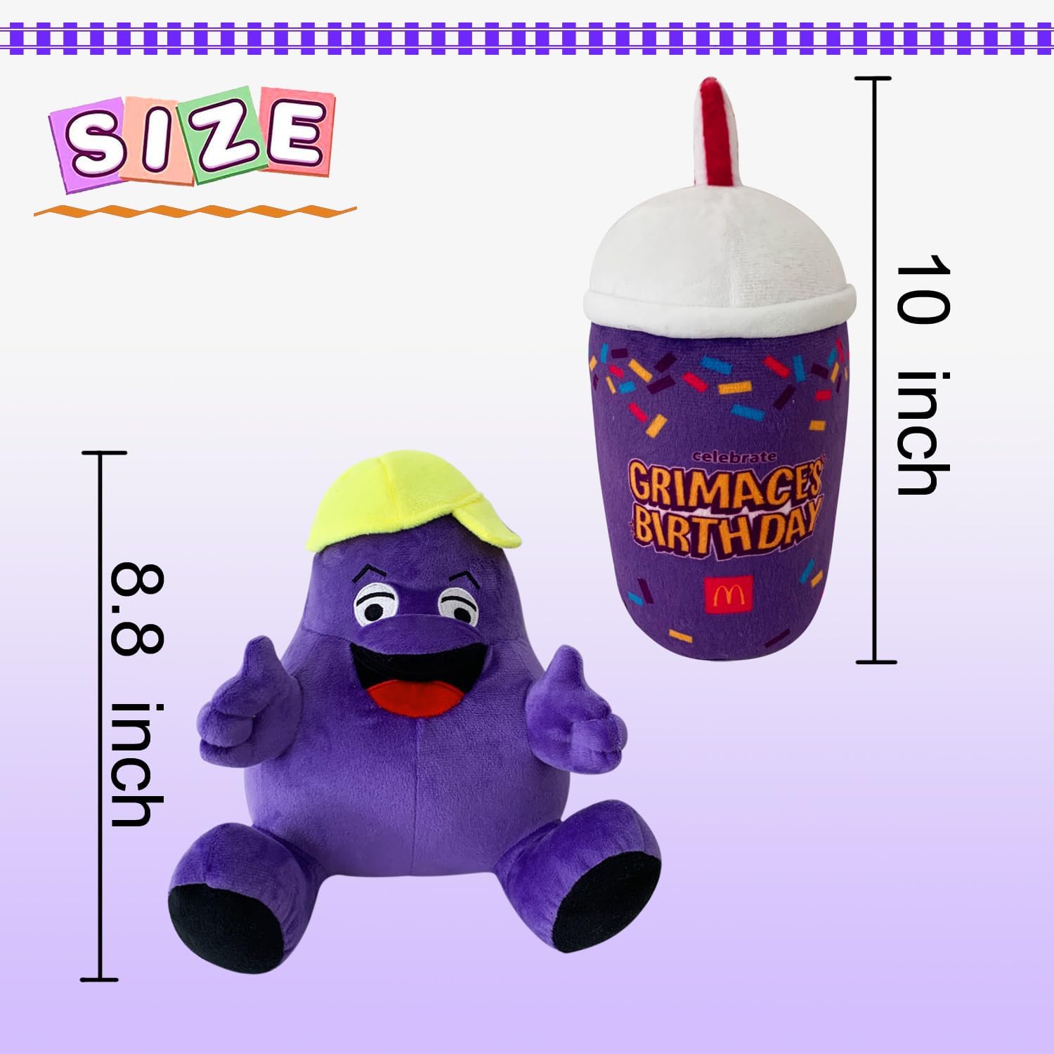 VAOUX Grimace Plush Toy - Shake Yellow Hat Stuffed Animal 1