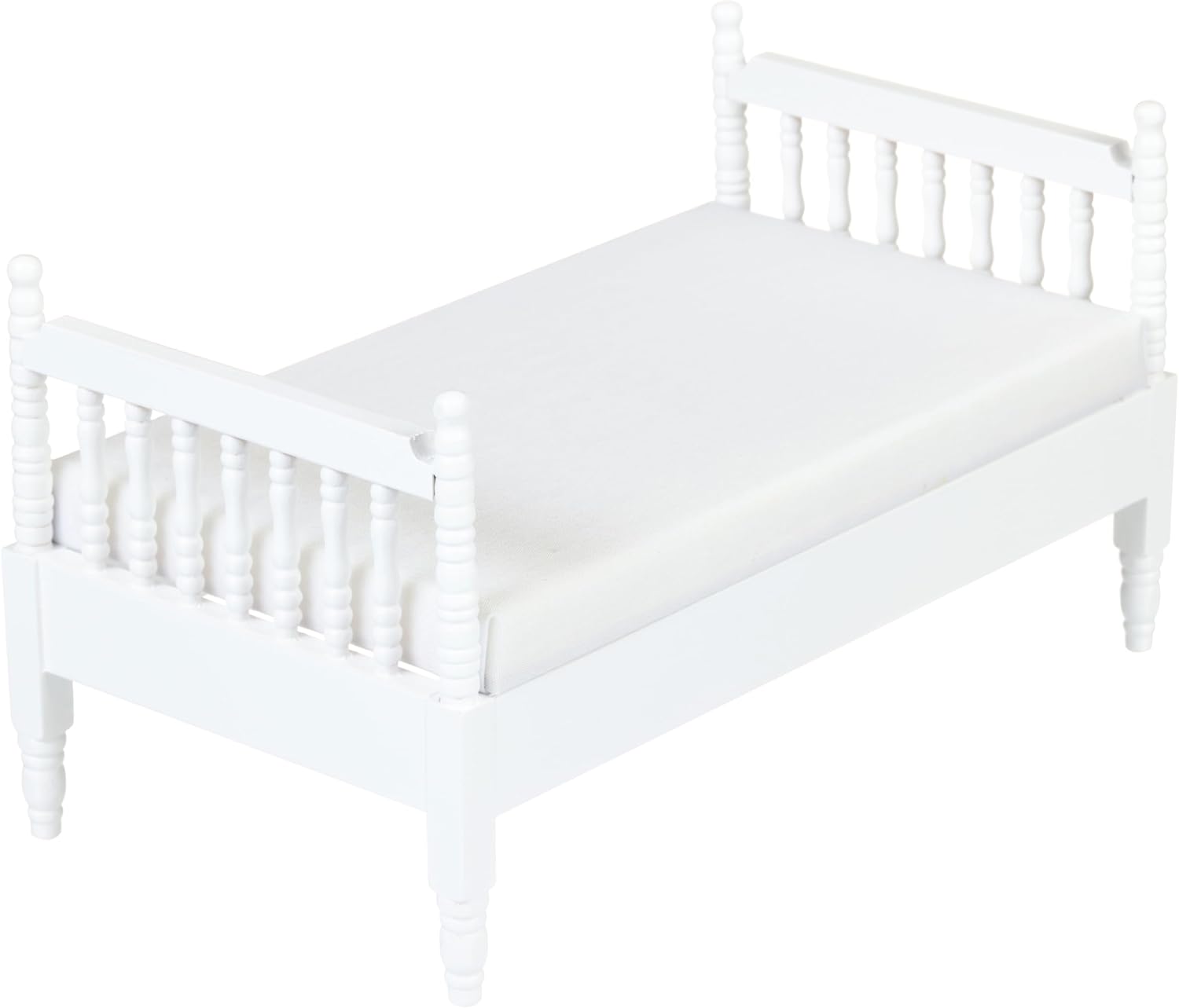 Inusitus Mini Bed Set for 6 Inch Dolls Blue Linen Wooden Frame