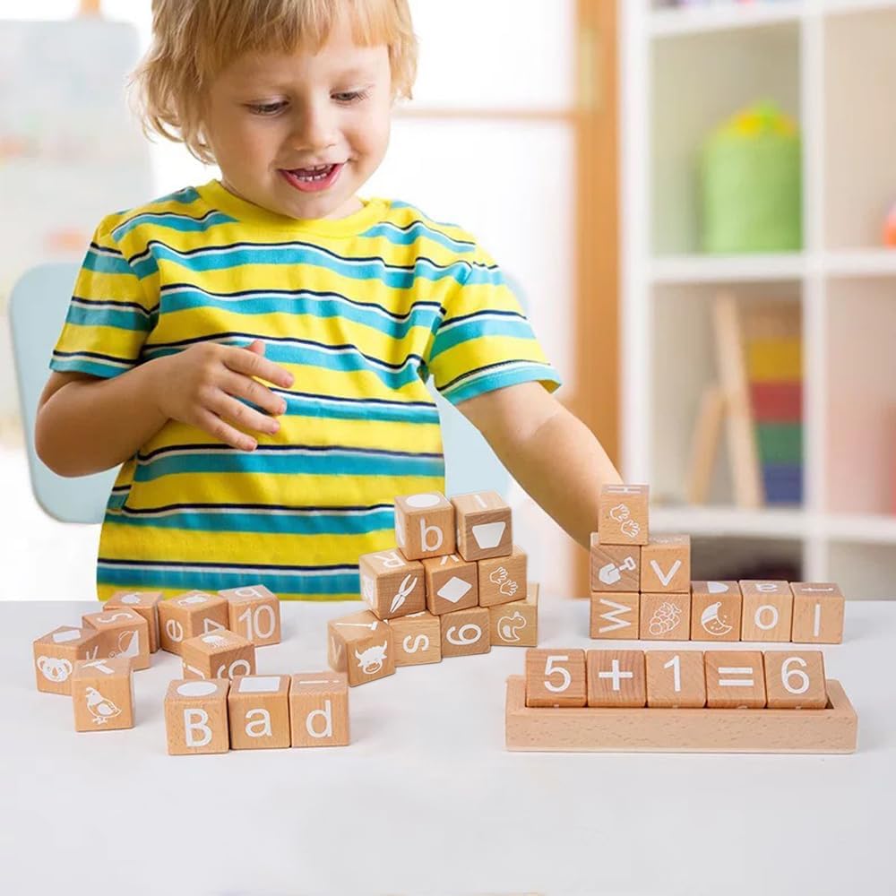 ANWoRLeT Wooden Alphabet Blocks for Kids