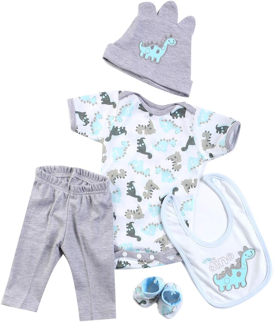 Pedolltree Reborn Baby Doll Boy Dinosaur Outfit 5pcs Set