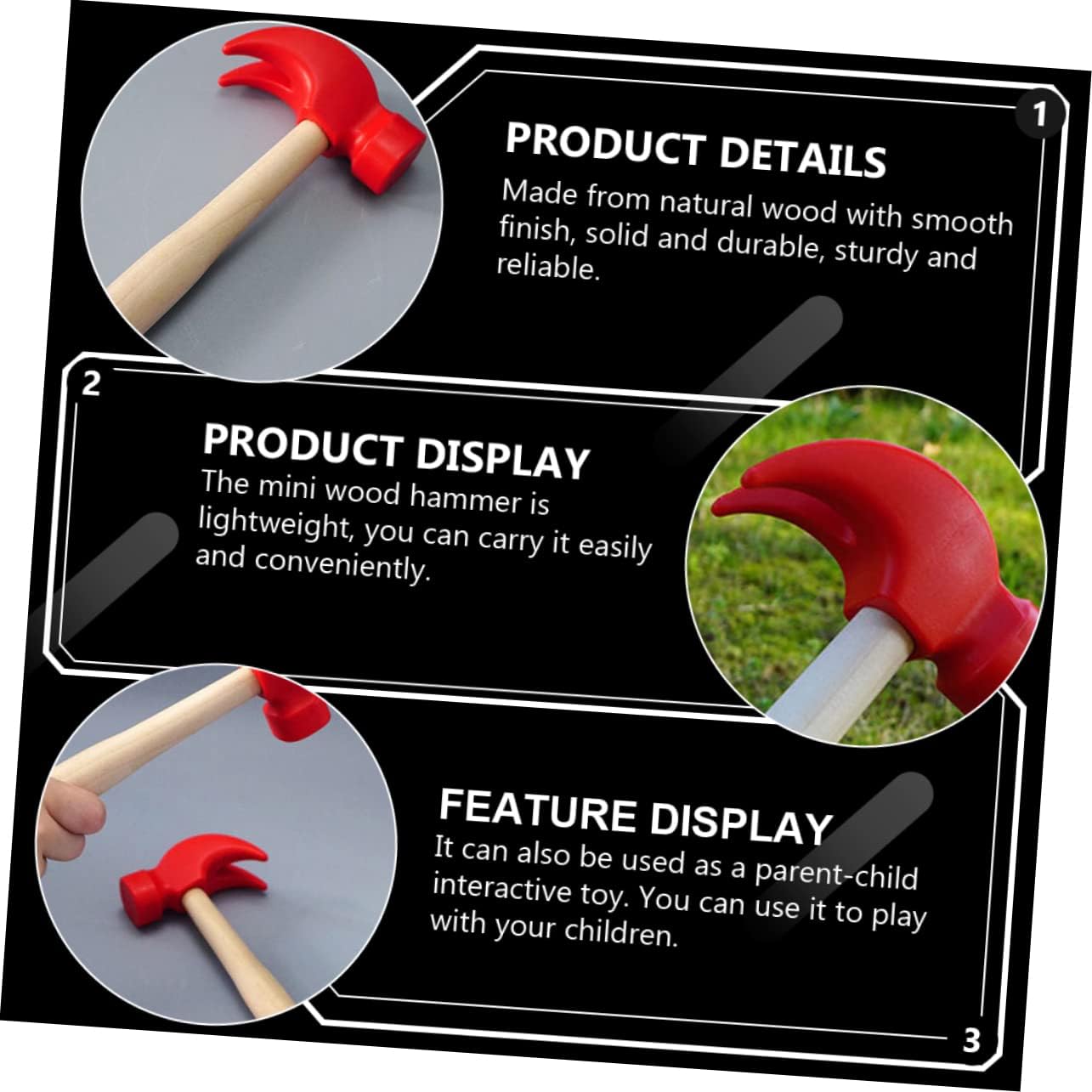 Toddmomy Wooden Hammer 3pcs DIY Plaything Set