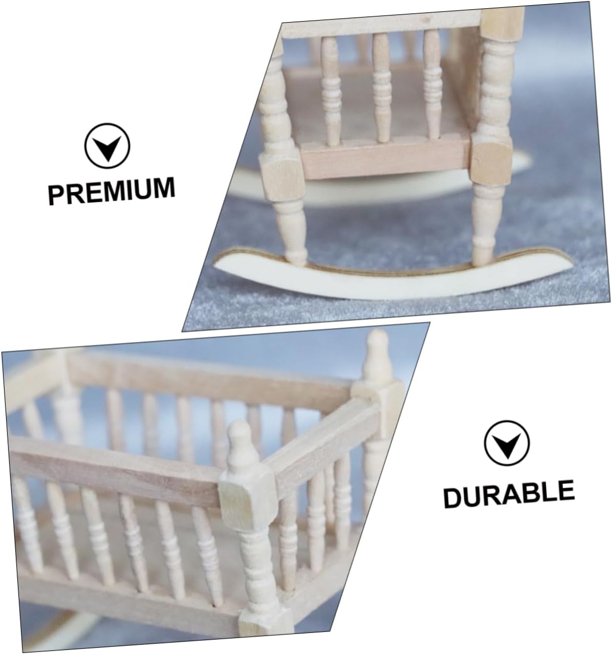 Wakauto 112 Scale Wooden Baby Cradle Miniature Decor