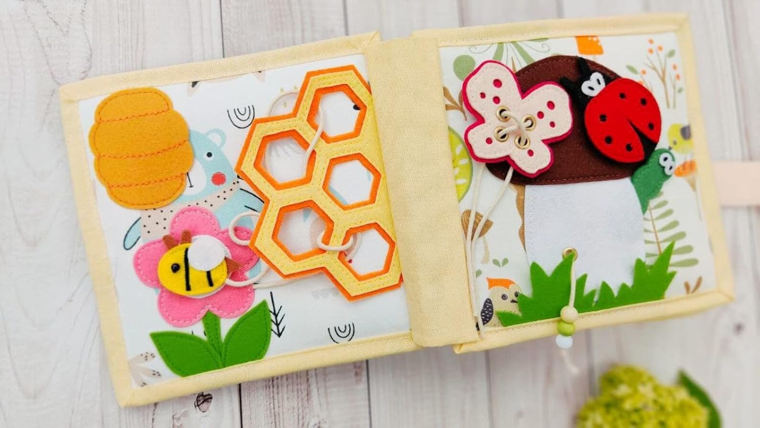 Lion Quiet Baby Book with Animals and Fruits