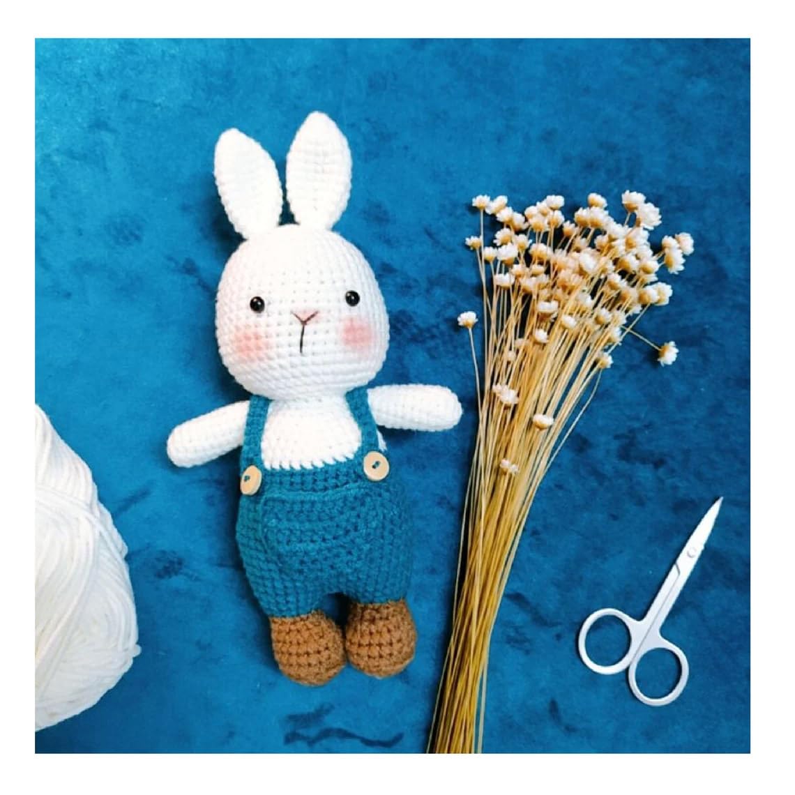 Handmade Knitted Amigurumi Bunny Toy Blue 25cm