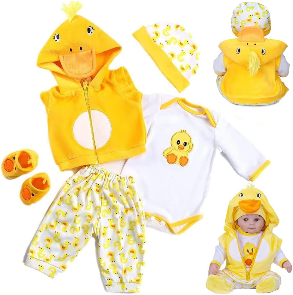 MAIHAO Reborn Baby Doll Clothes 5pcs Set Yellow Duck
