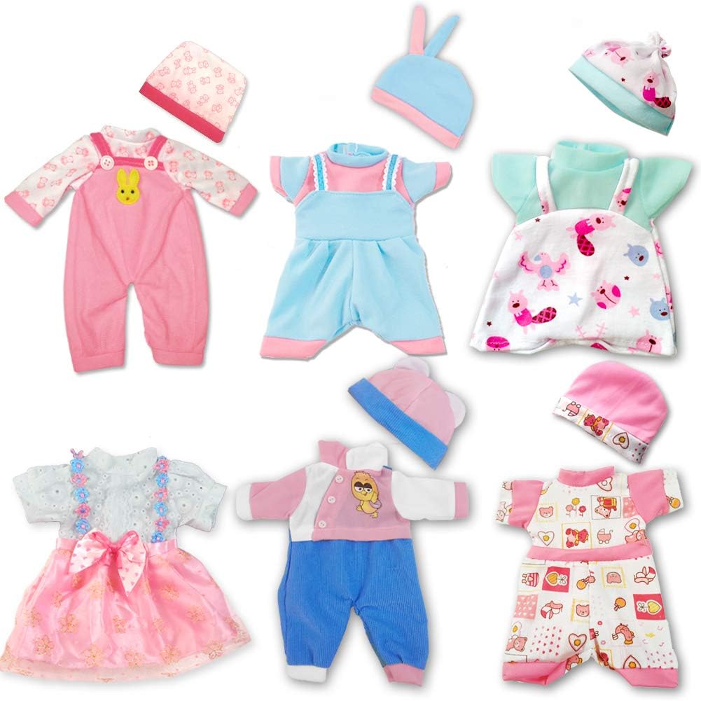 ARTST 12 Inch Baby Doll Clothes 6 Sets with 5 Hats