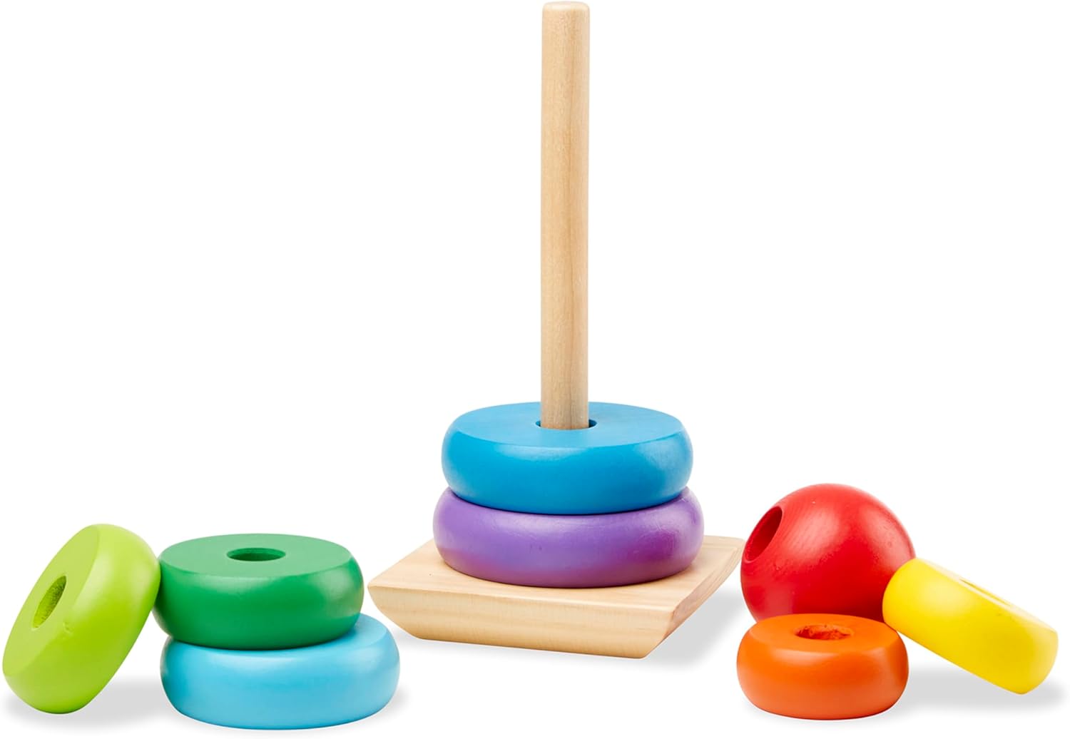 Melissa Doug Rainbow Stacker Wooden Rings Toy