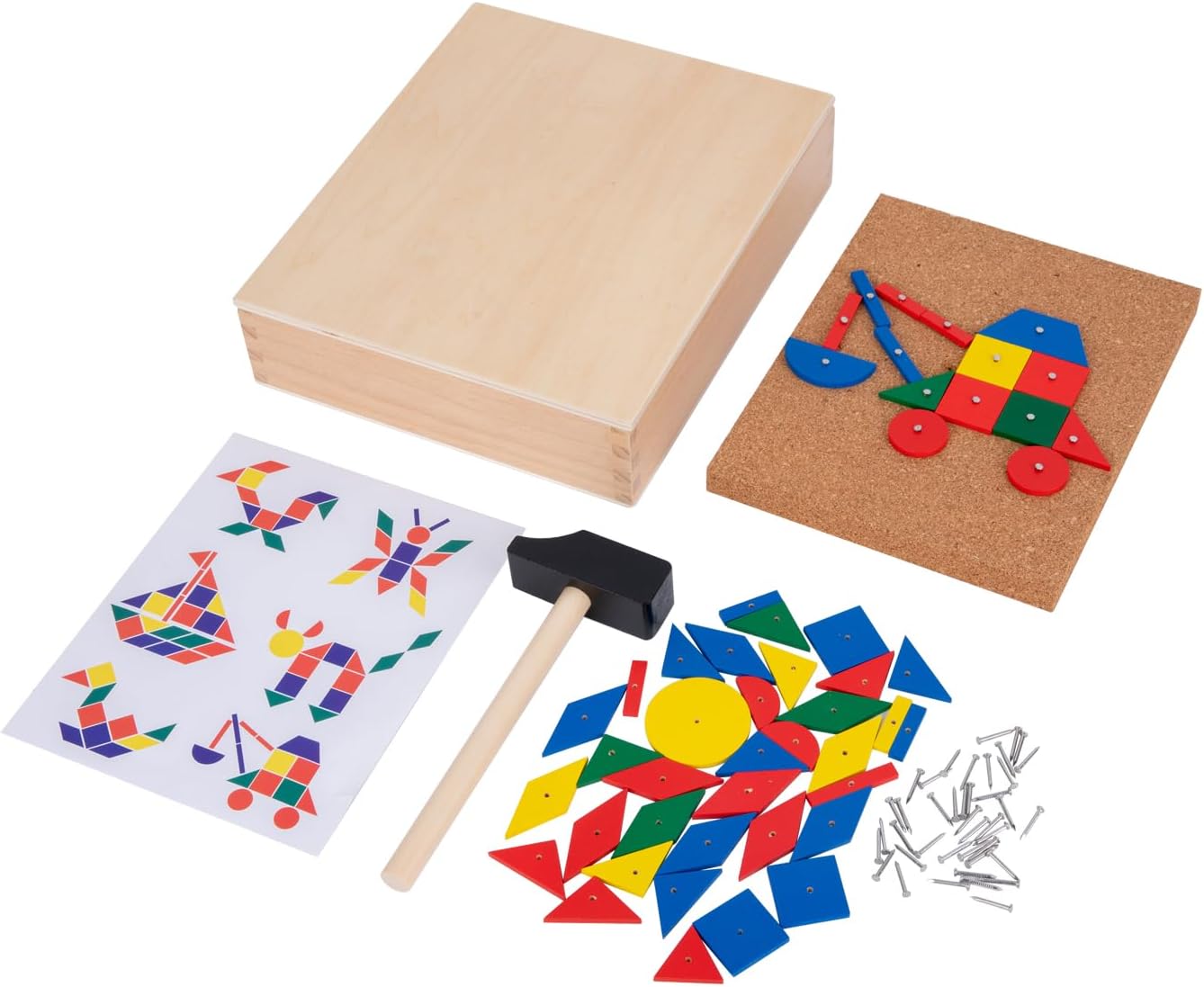 Adena Montessori Wooden Hammer and Nail Pegboard Puzzle