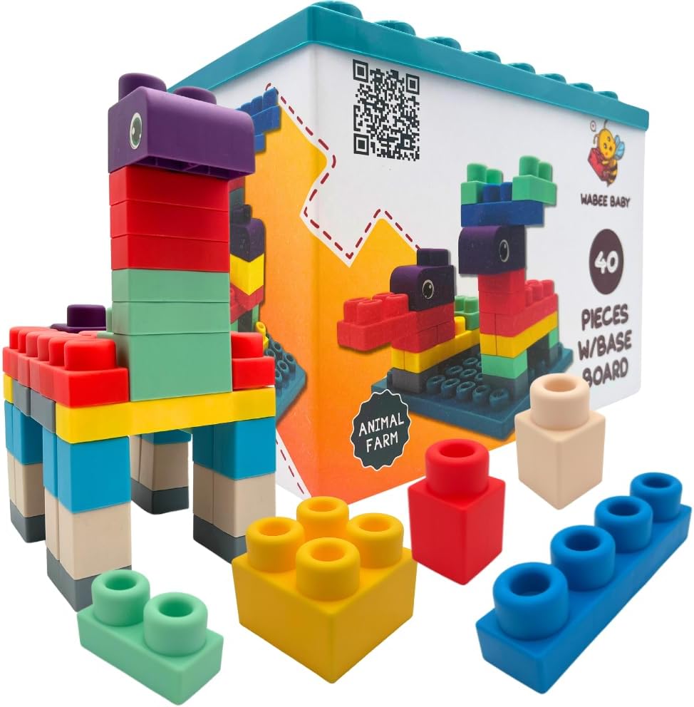 WaBee Baby Big Soft Toddler Blocks 40-Piece Set