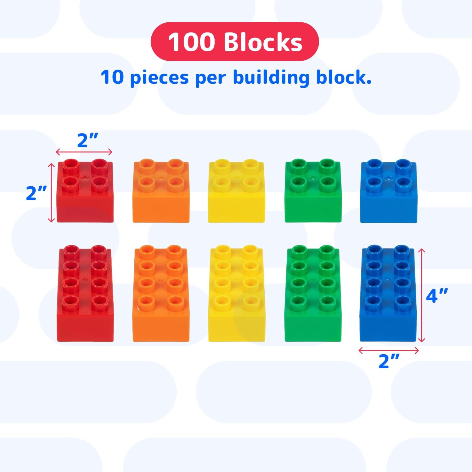 PREXTEX 100-Piece Jumbo Building Blocks Set