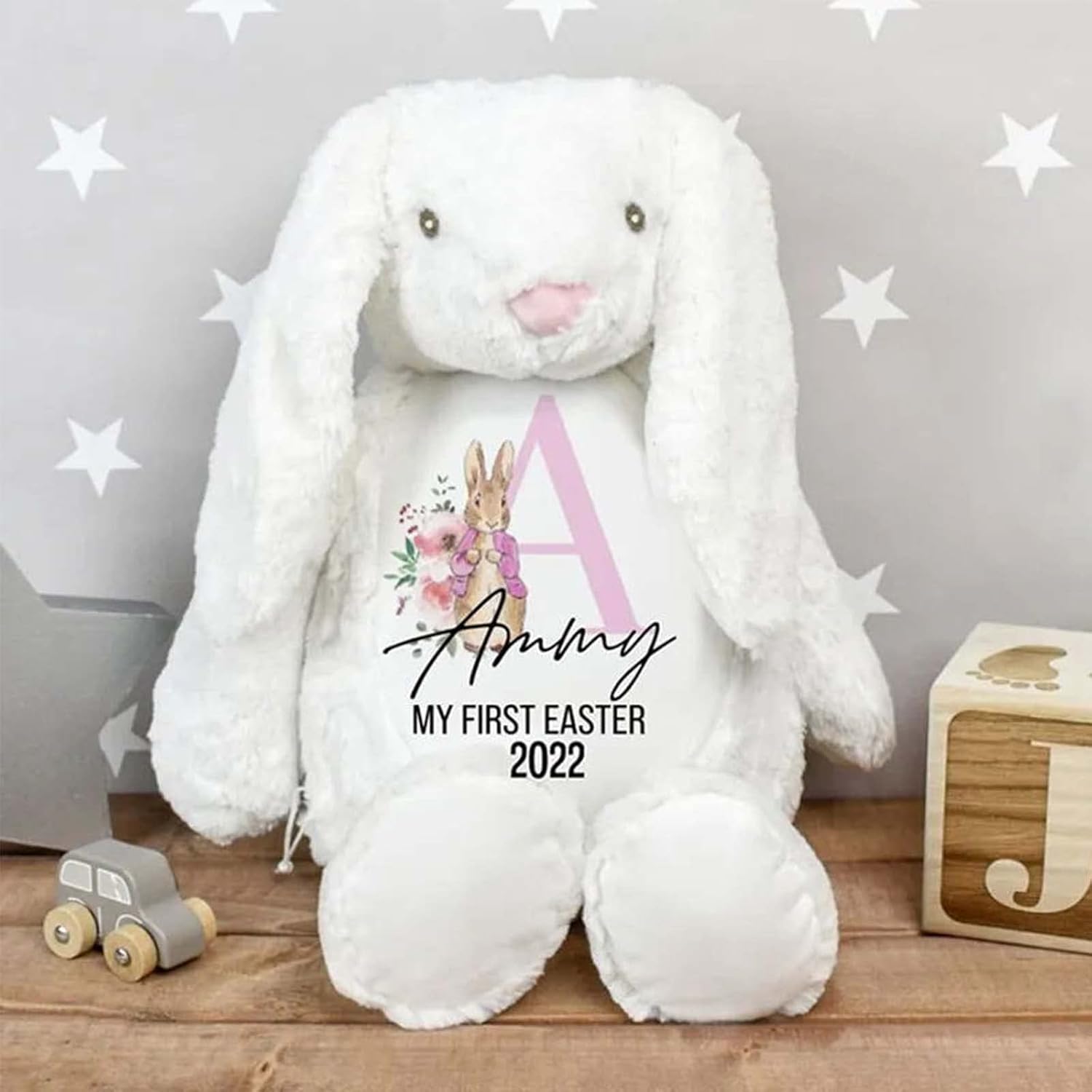 Personalized Bunny Rabbit Plush Toy with Name Customized Easter Gift