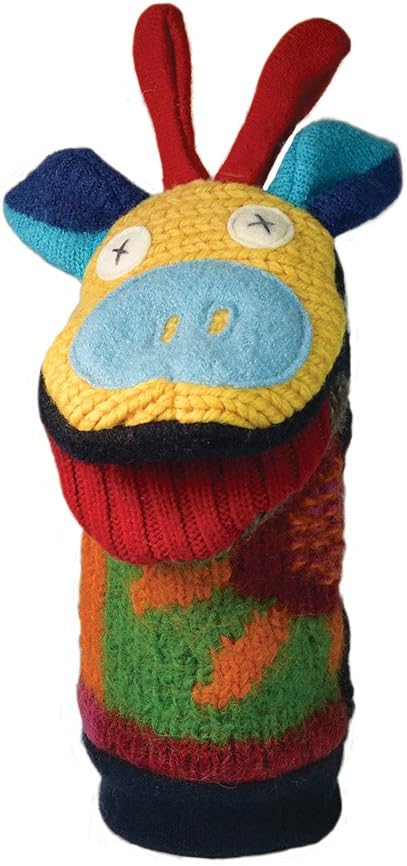 Cate Levi Giraffe Hand Puppet - Reclaimed Wool Handmade in Canada