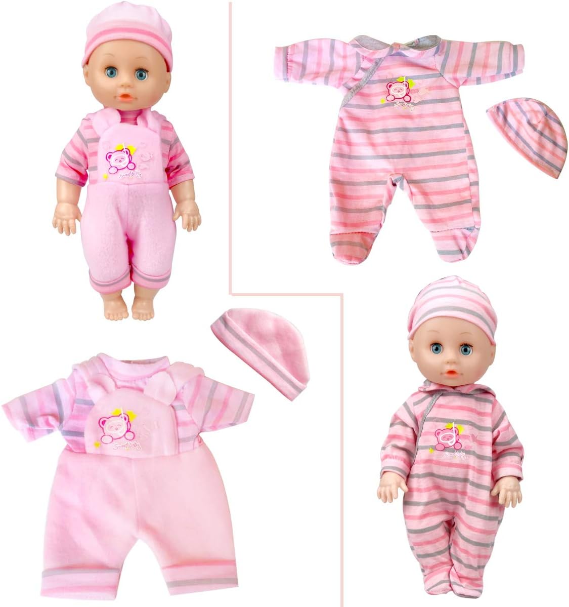 WONDOLL 8-Sets Baby Doll Clothes for 12 Inch Dolls