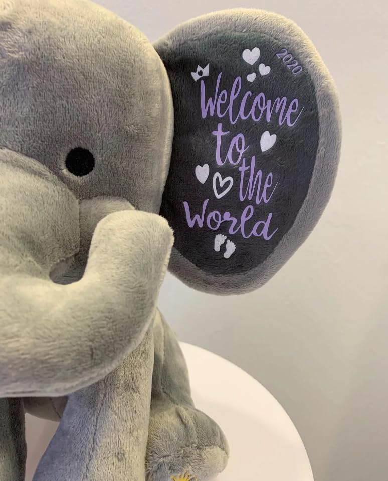 Personalized Stuffed Elephant Plush - 9 Inches Baby Keepsake