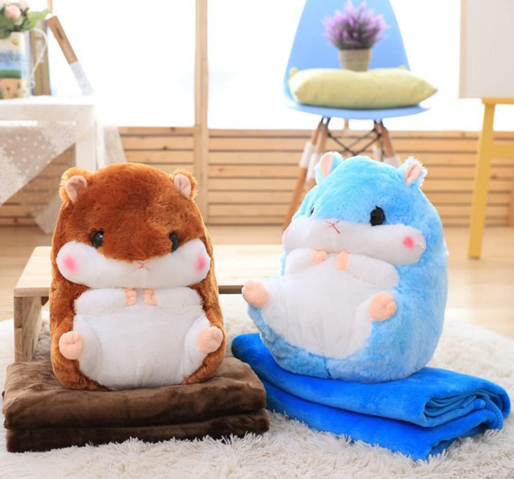 YunNasi Plush Hamster Pillow with Blanket 197 Inches Grey