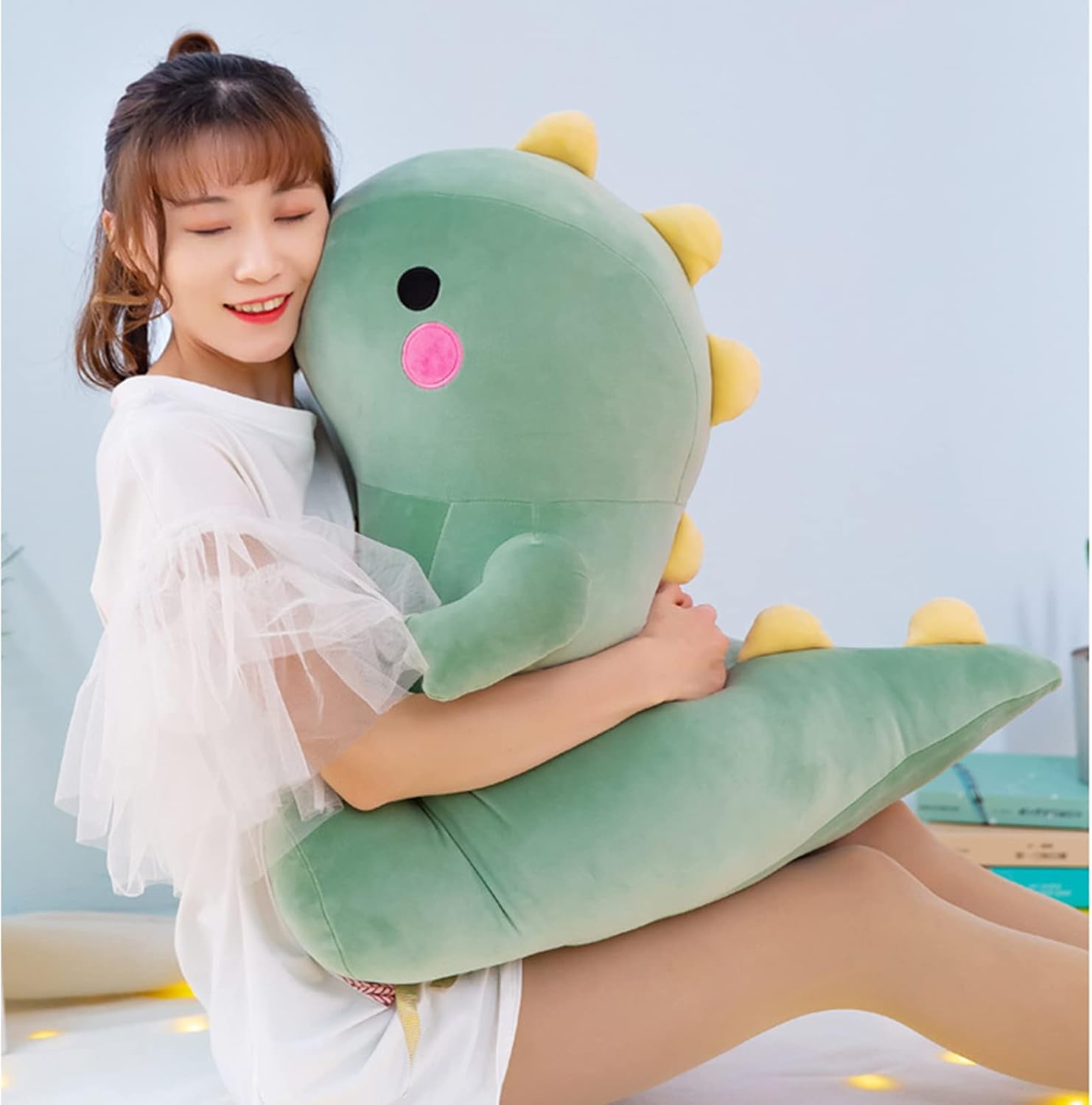 DUANMUL Cute Fat Dinosaur Plush Toy Green 8in