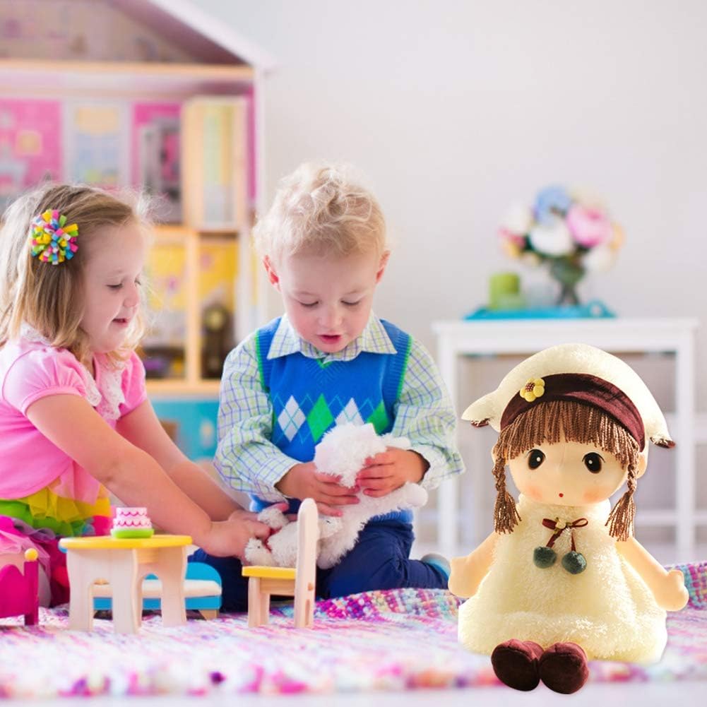 Plush Baby Girl Doll with Clothes and Hat Skirt