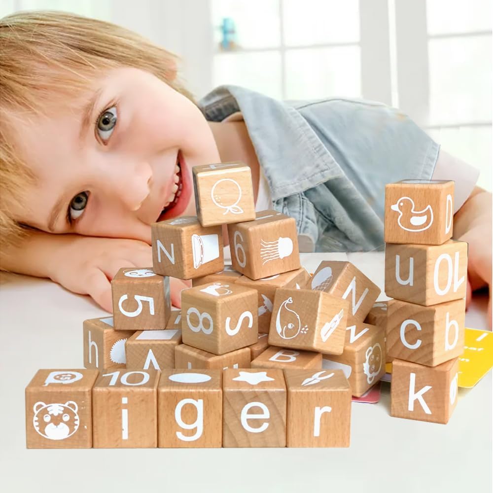 ANWoRLeT Wooden Alphabet Blocks for Kids