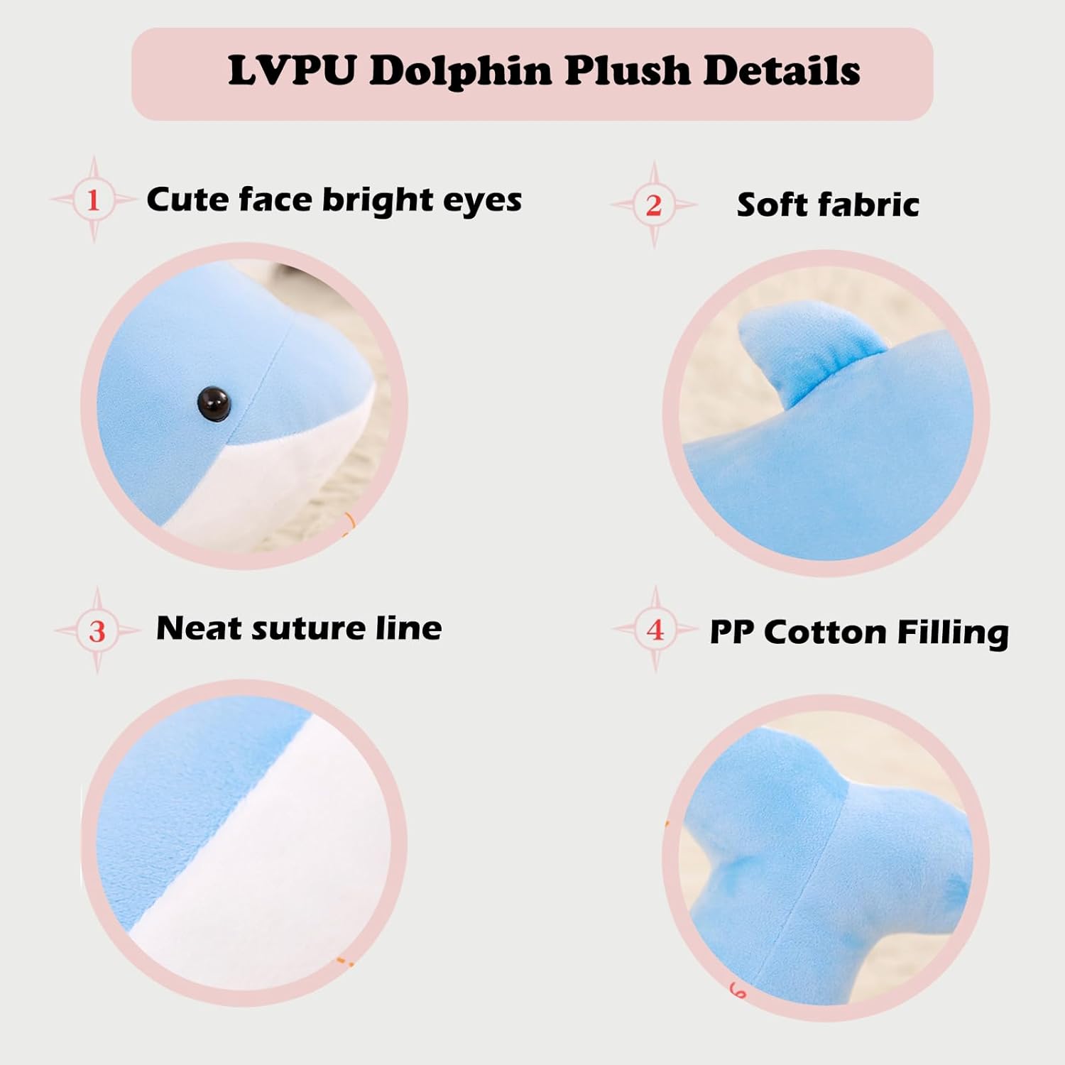 LVPU 2pcs Dolphin Plush Toys Soft Pillows for Kids