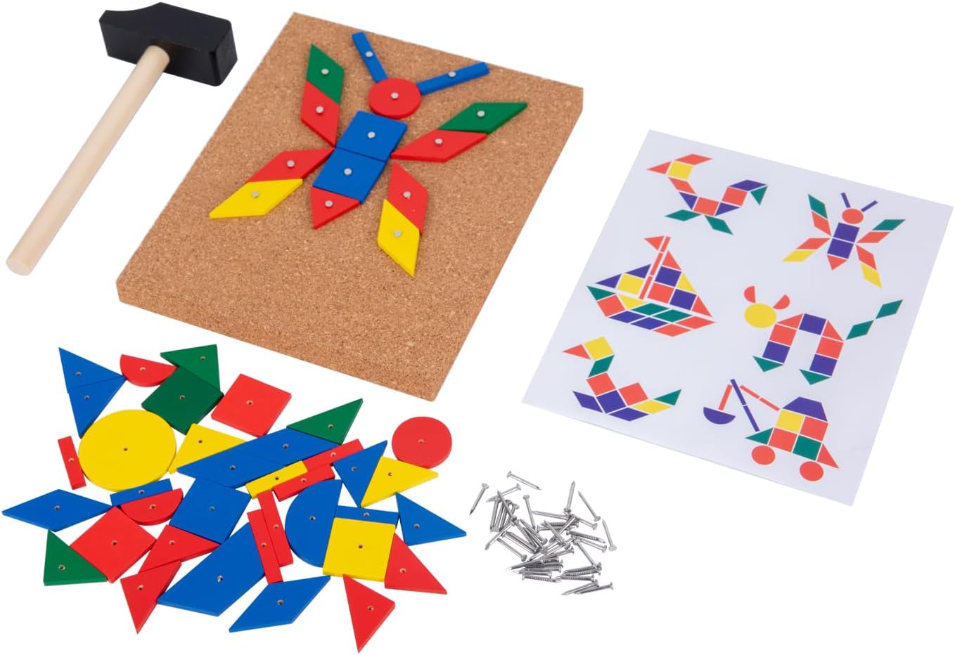 Adena Montessori Wooden Hammer and Nail Pegboard Puzzle