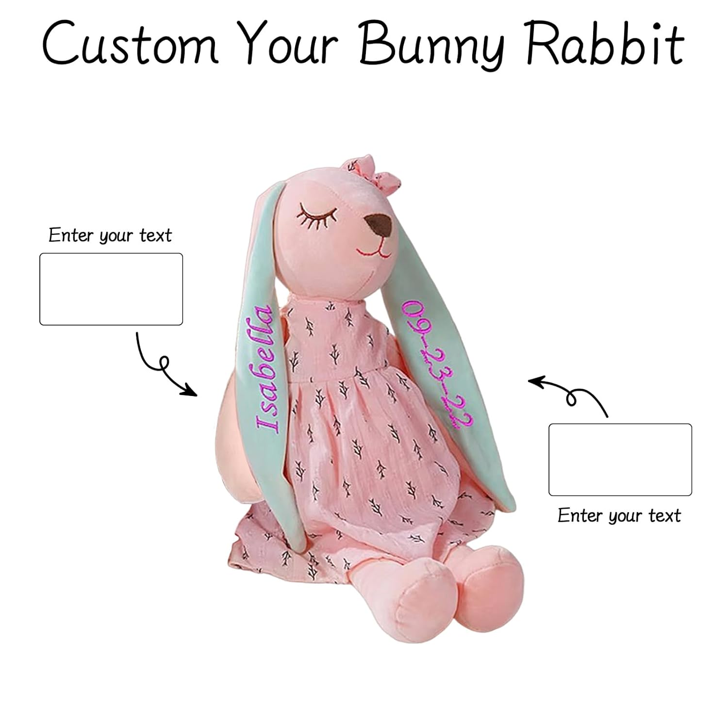 Personalized Easter Bunny with Name Handmade Custom Plush Toy