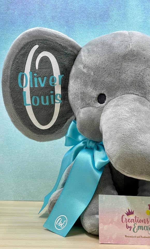 Personalized Stuffed Elephant Plush - 9 Inches Baby Keepsake