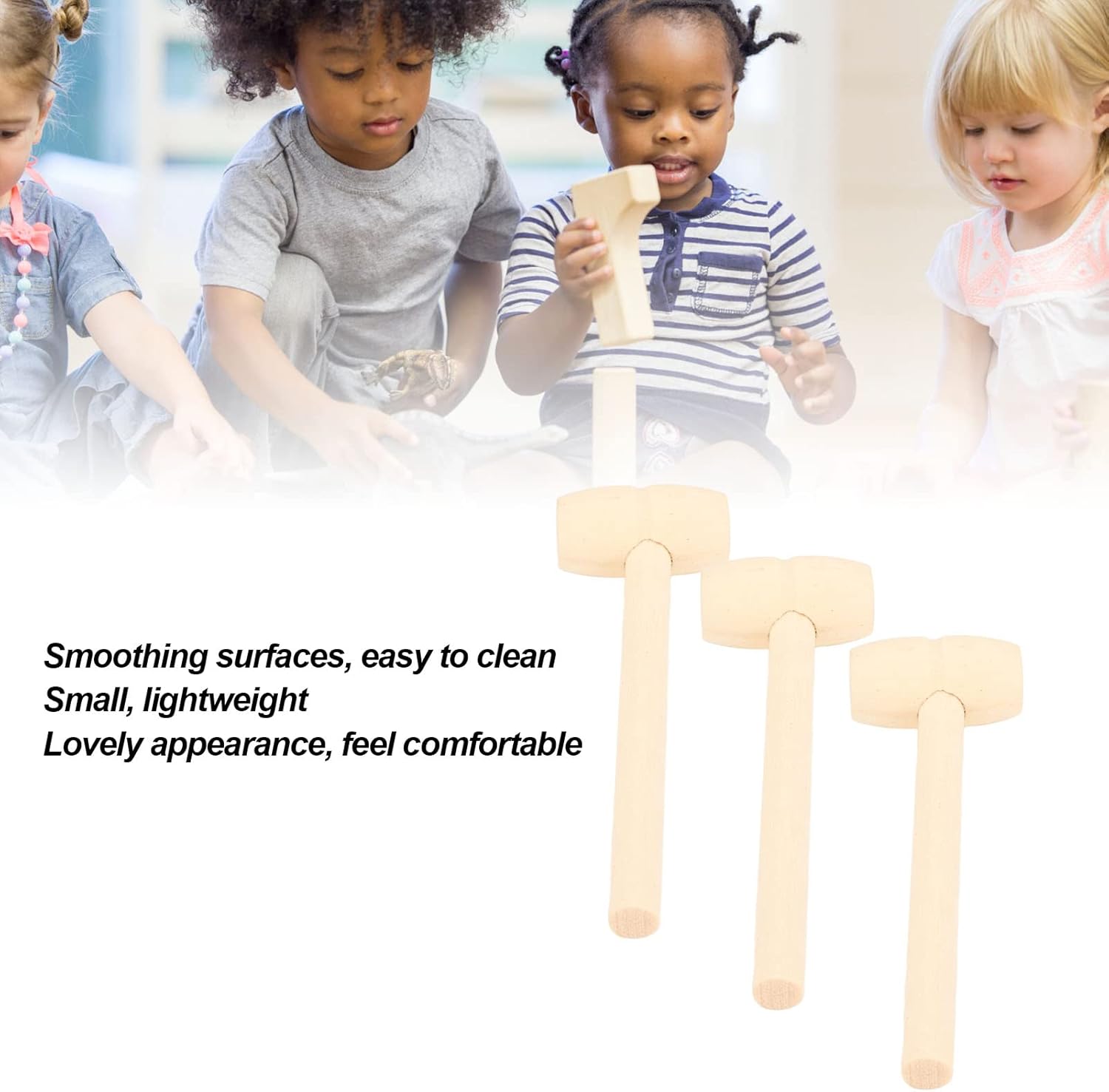 50 Pcs Mini Wooden Hammers for Kids and DIY
